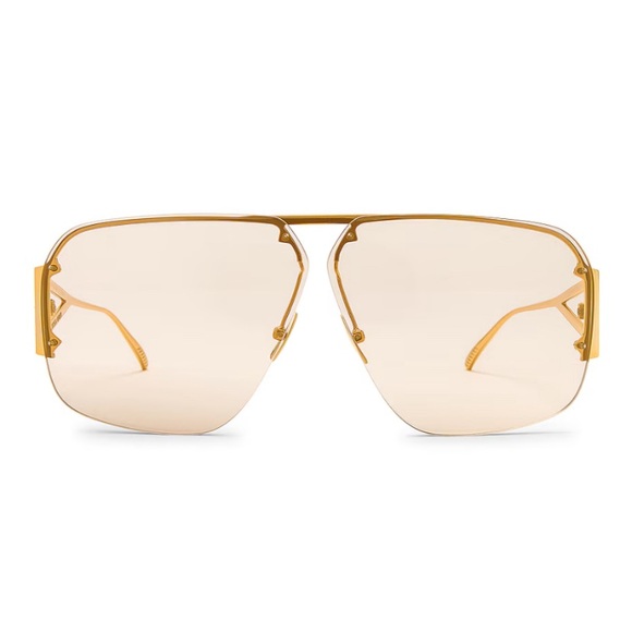 Bottega Veneta gold triangle pilot sunglasses w/box, used very good condition - Picture 3 of 8